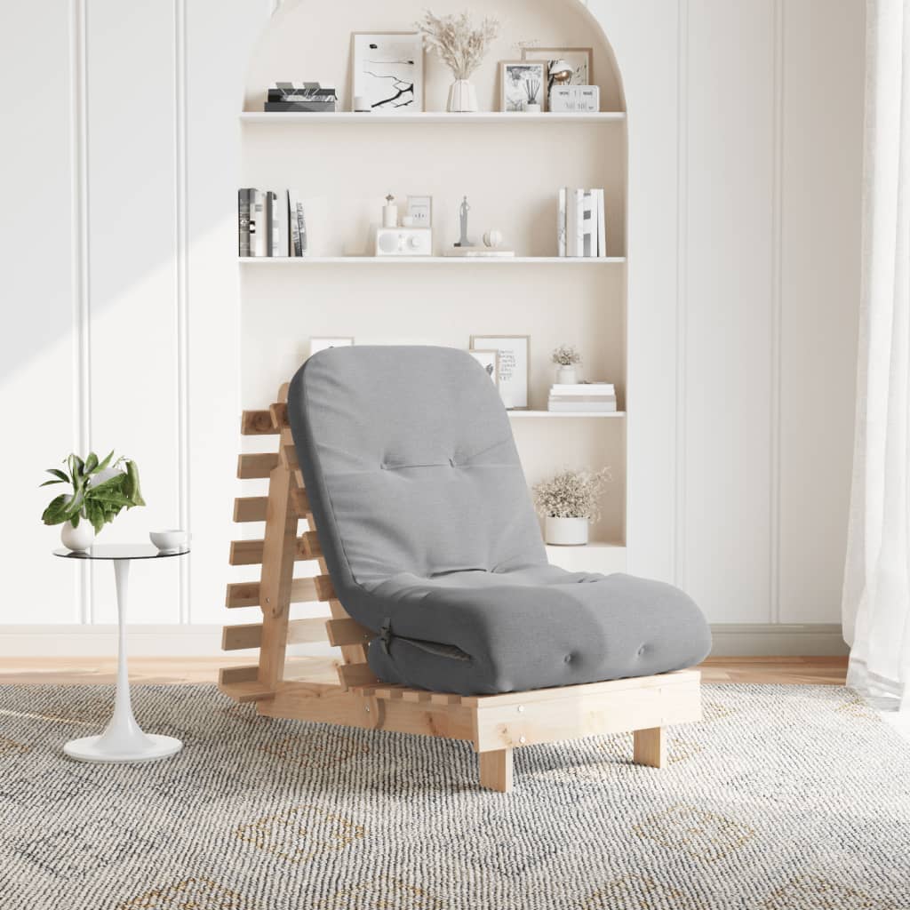 Futon Sofa Bed with Mattress 60x206x11 cm Solid Wood Pine
