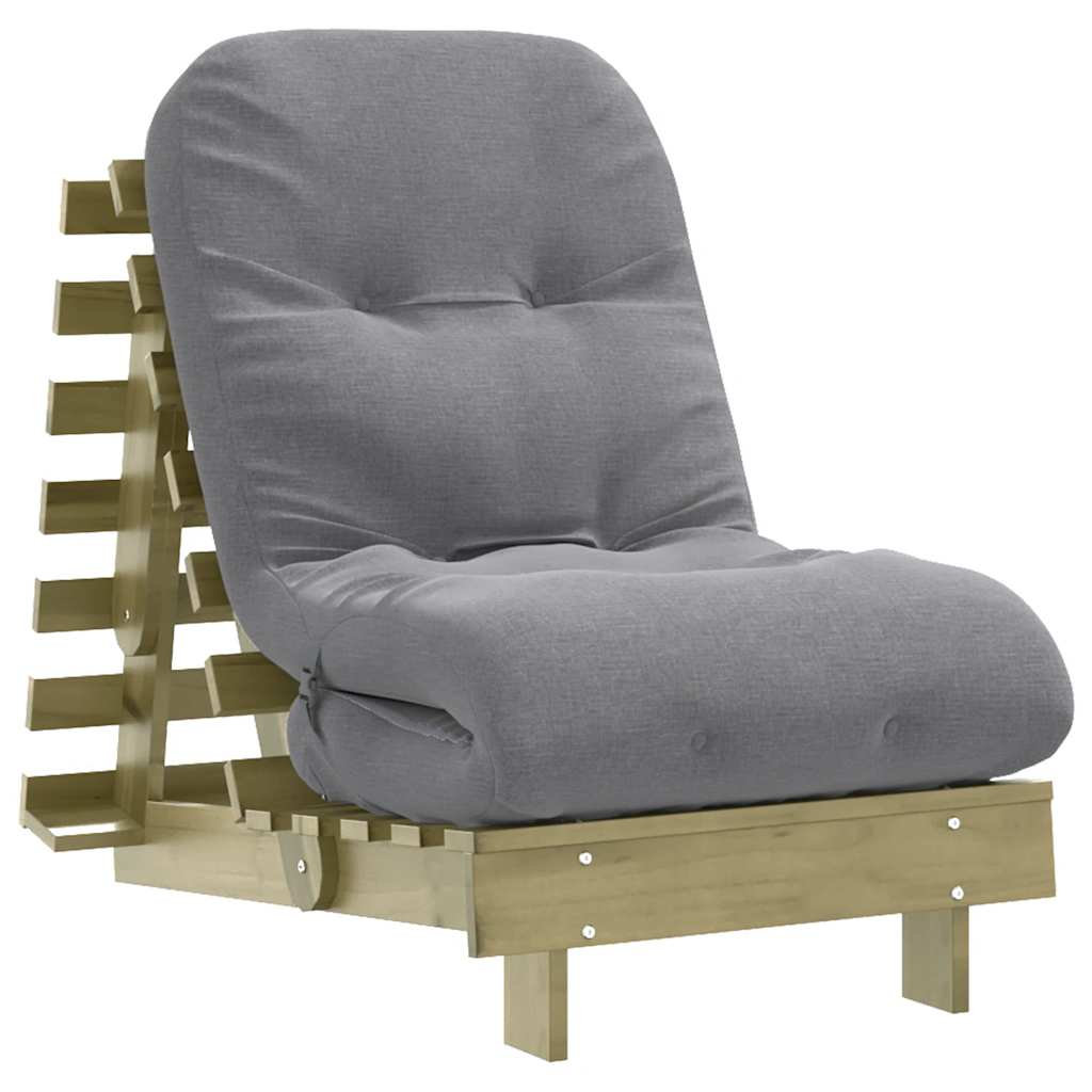 Futon Sofa Bed with Mattress 60x206x11 cm Impregnated Wood Pine