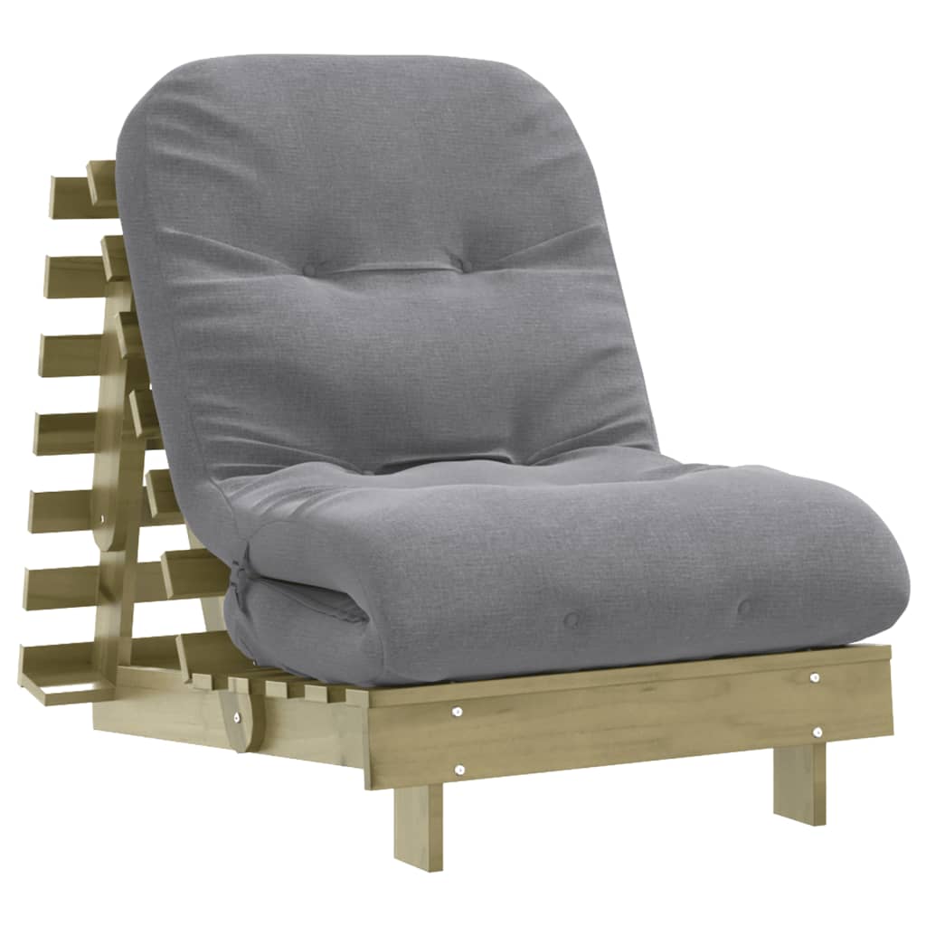 Futon Sofa Bed with Mattress 70x206x11 cm Impregnated Wood Pine