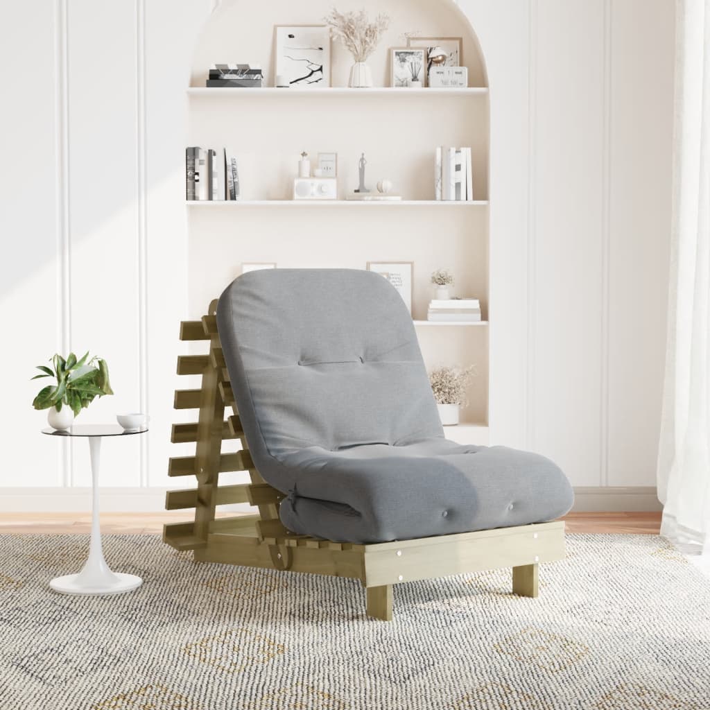 Futon Sofa Bed with Mattress 70x206x11 cm Impregnated Wood Pine