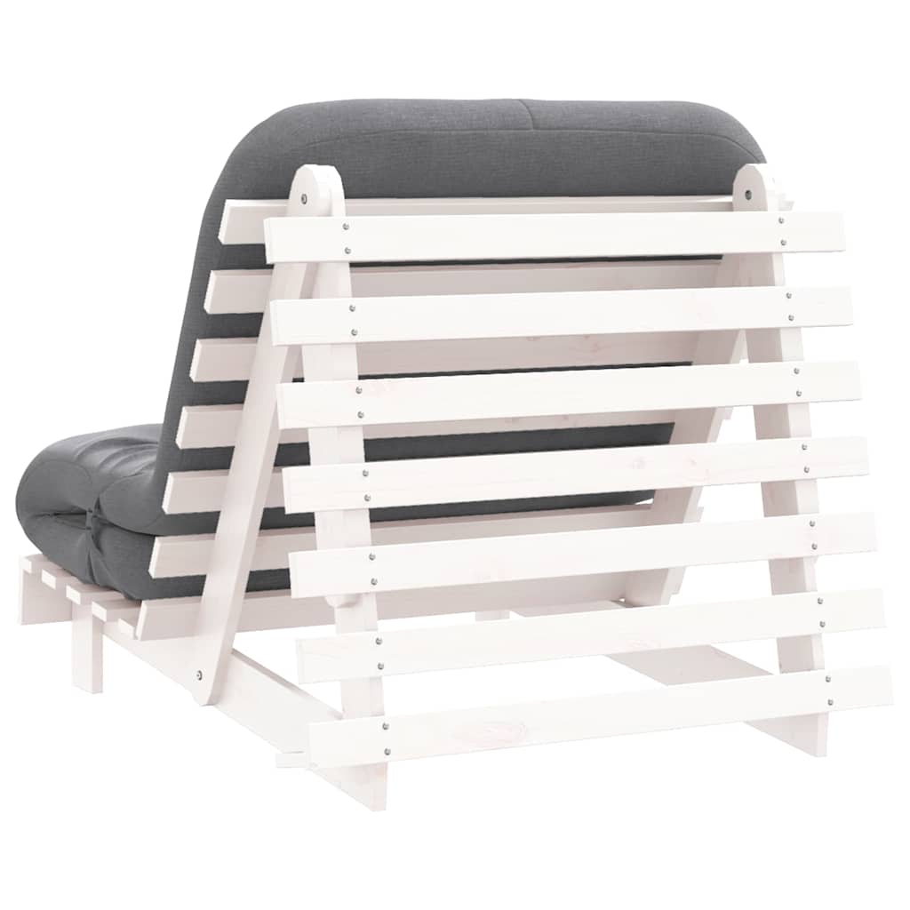 Futon Sofa Bed with Mattress White 80x206x11 cm Solid Wood Pine