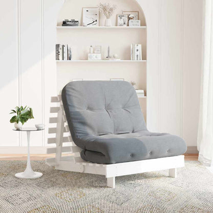 Futon Sofa Bed with Mattress White 80x206x11 cm Solid Wood Pine