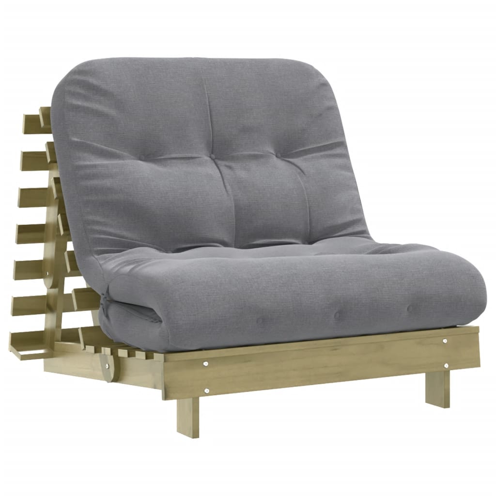 Futon Sofa Bed with Mattress 80x206x11 cm Impregnated Wood Pine