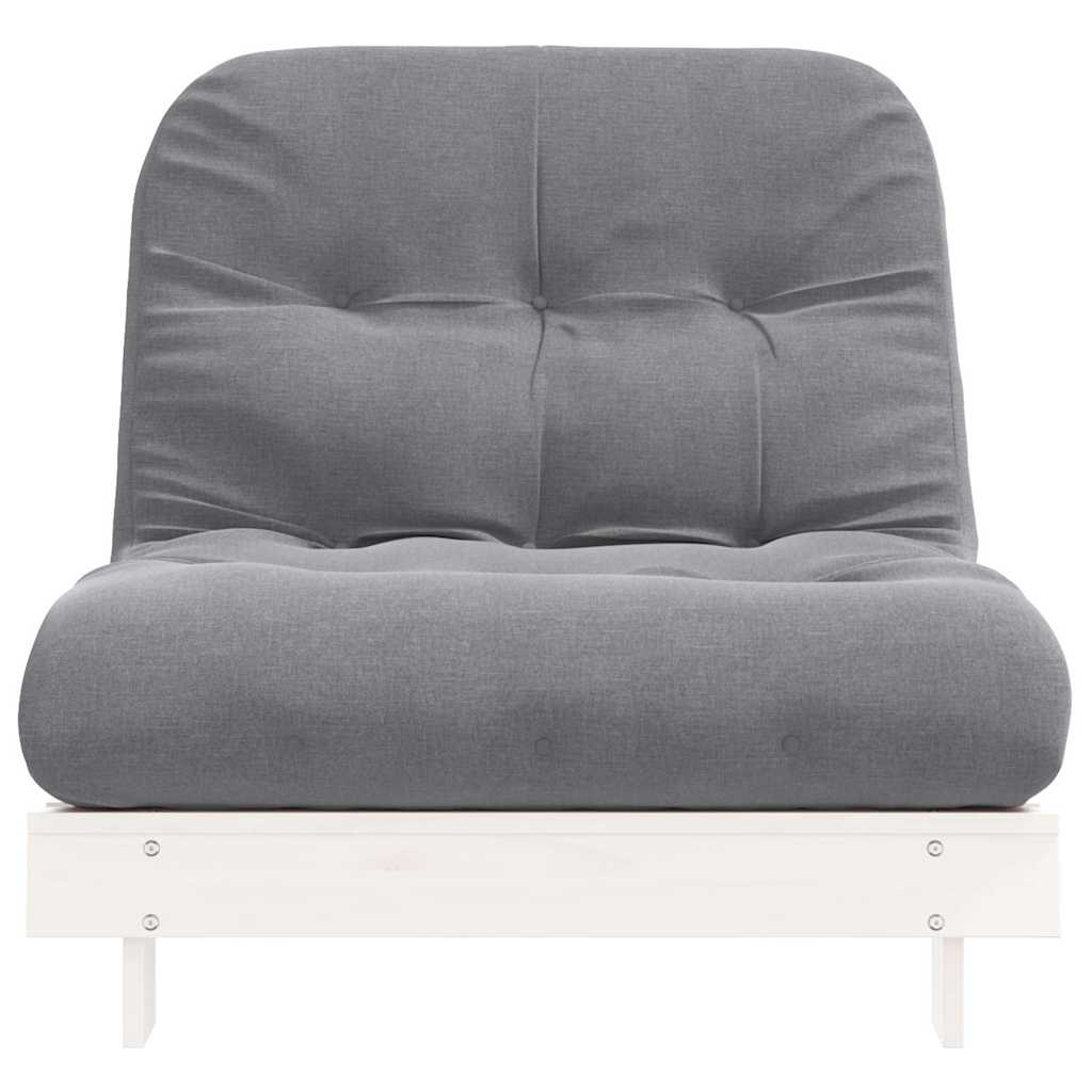 Futon Sofa Bed with Mattress White 90x206x11 cm Solid Wood Pine