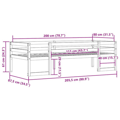Kids' Bed Frame without Mattress Wax Brown 80x200 cm