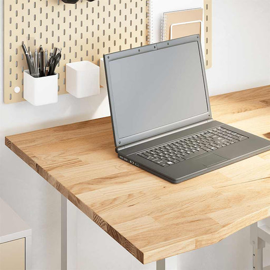 Desk Top Untreated 100x80x2,5 cm Solid Wood Oak Rectangular