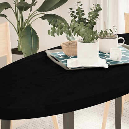 Table Top Dark Brown 140x60x4 cm Solid Wood Oak Oval