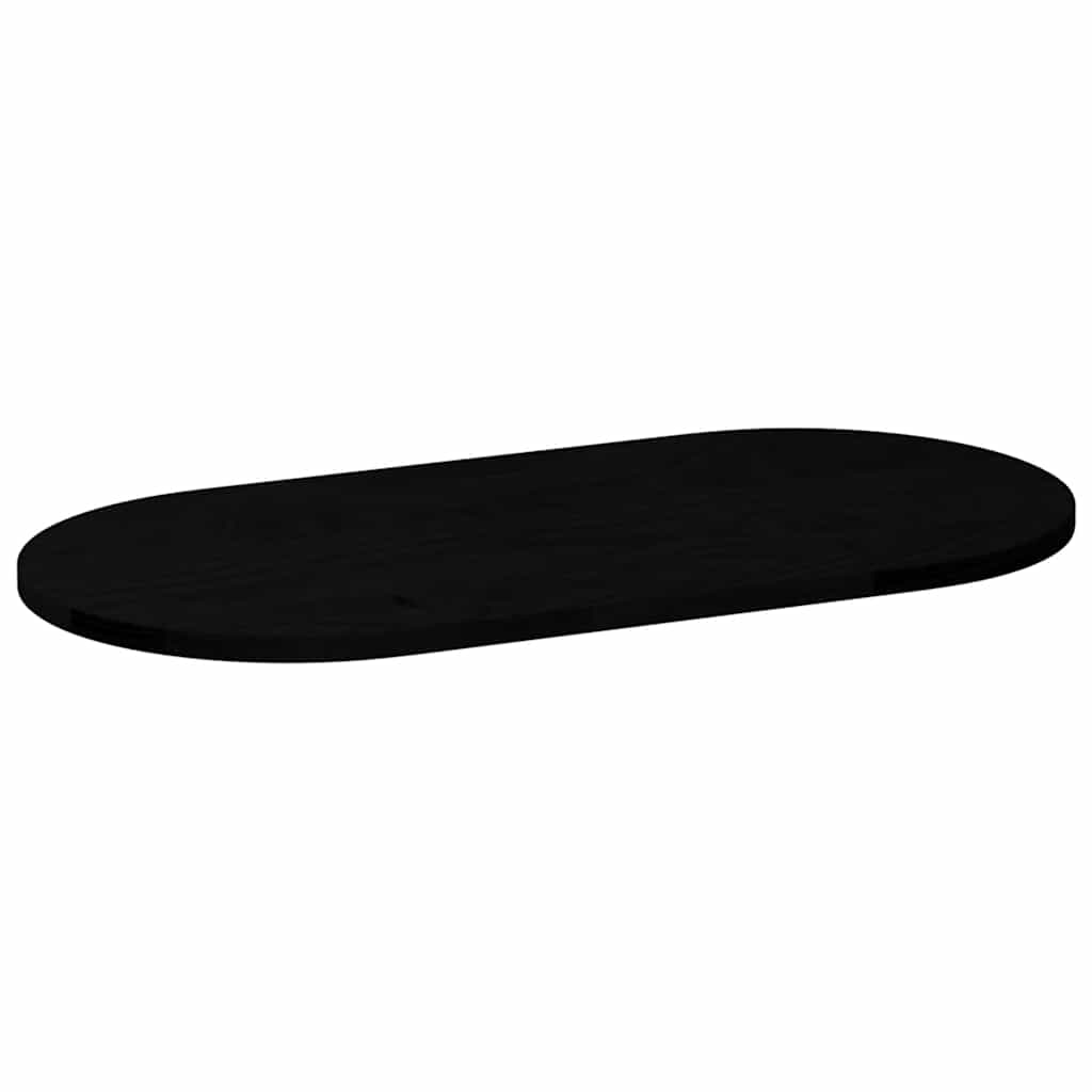 Table Top Dark Brown 80x40x2 cm Solid Wood Oak Oval