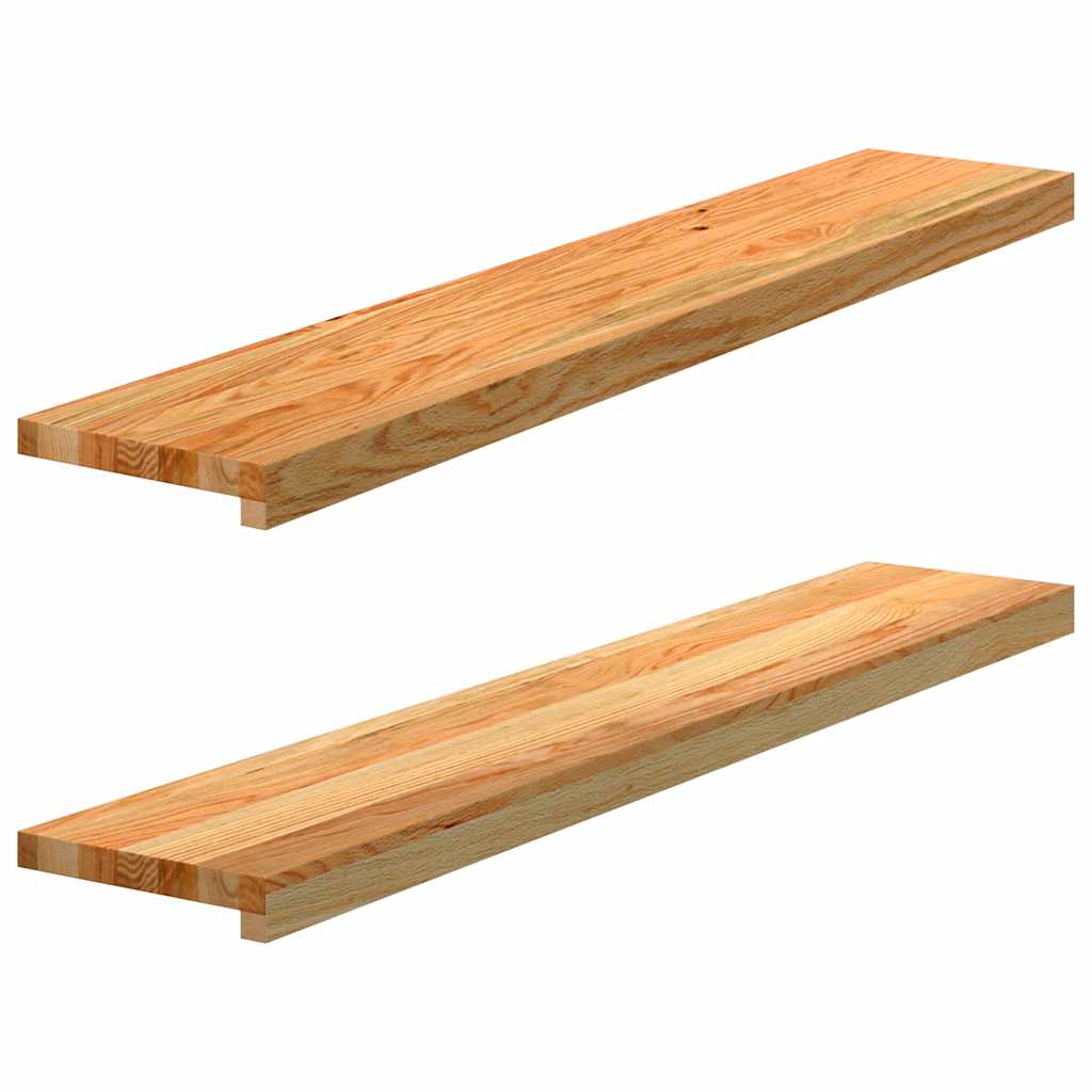 Window Sills 2 pcs Light Brown 110x20x2 cm Solid Wood Oak