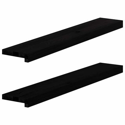 Window Sills 2 pcs Brown Black 90x15x2 cm Solid Wood Oak