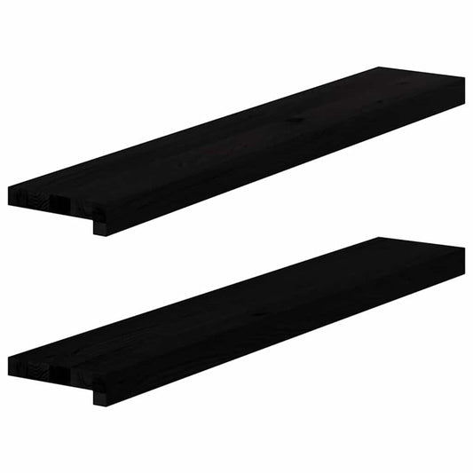 Window Sills 2 pcs Brown Black 90x15x2 cm Solid Wood Oak