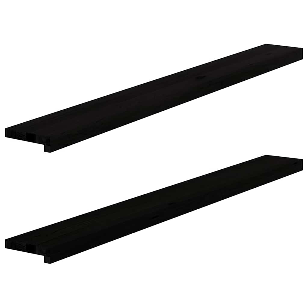 Window Sills 2 pcs Brown Black 140x15x2 cm Solid Wood Oak