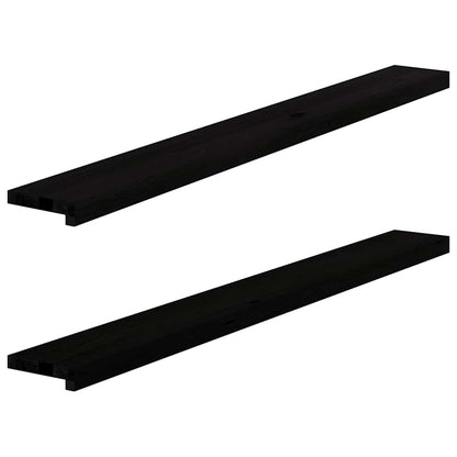Window Sills 2 pcs Brown Black 140x15x2 cm Solid Wood Oak