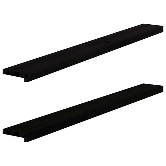 Window Sills 2 pcs Brown Black 140x15x2 cm Solid Wood Oak