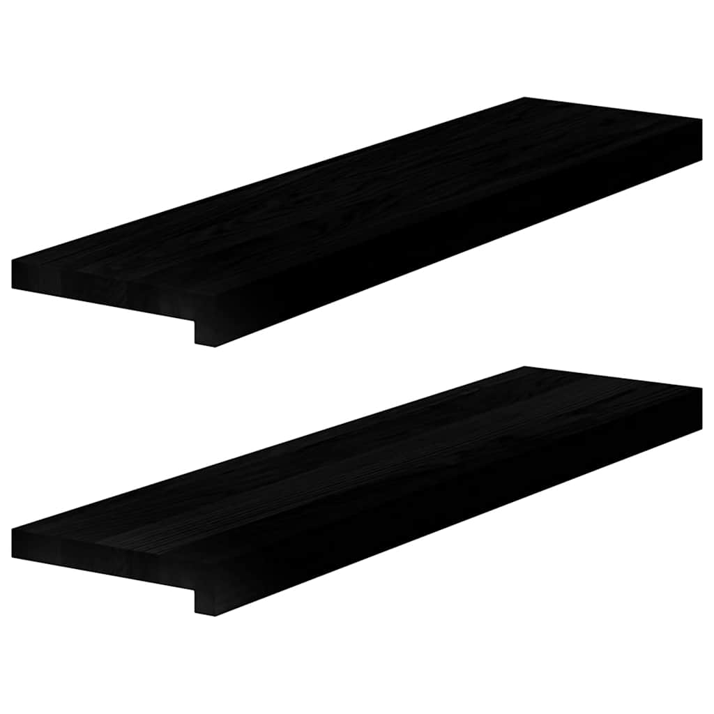 Window Sills 2 pcs Brown Black 80x20x2 cm Solid Wood Oak
