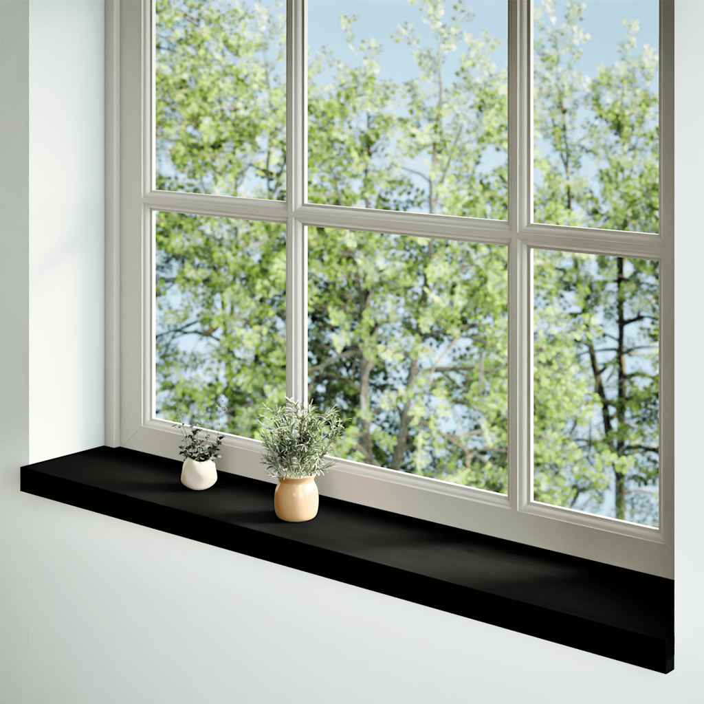 Window Sills 2 pcs Brown Black 160x20x2 cm Solid Wood Oak