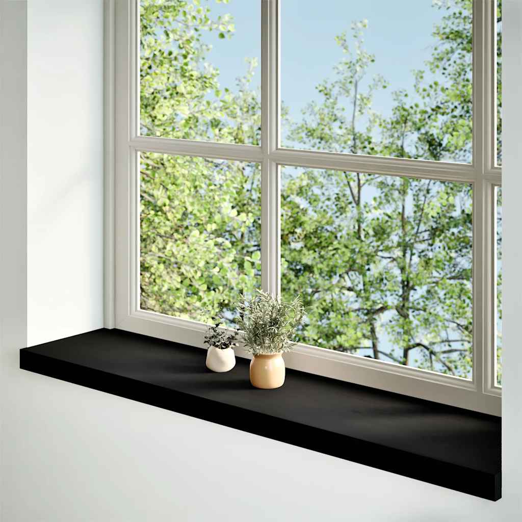Window Sills 2 pcs Brown Black 100x25x2 cm Solid Wood Oak