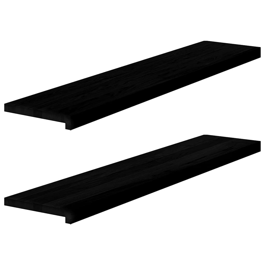 Window Sills 2 pcs Brown Black 120x25x2 cm Solid Wood Oak