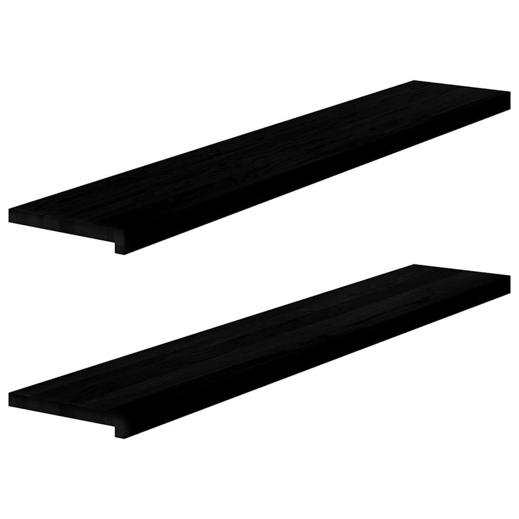 Window Sills 2 pcs Brown Black 140x25x2 cm Solid Wood Oak