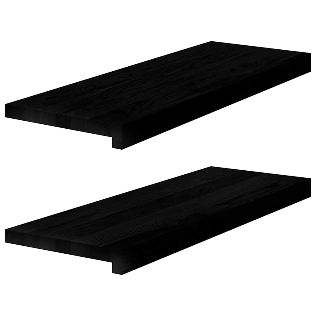 Window Sills 2 pcs Brown Black 70x30x2 cm Solid Wood Oak