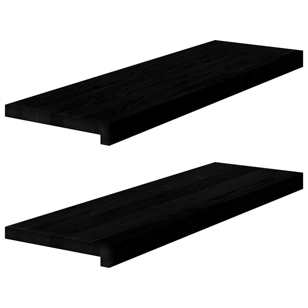 Window Sills 2 pcs Brown Black 80x30x2 cm Solid Wood Oak
