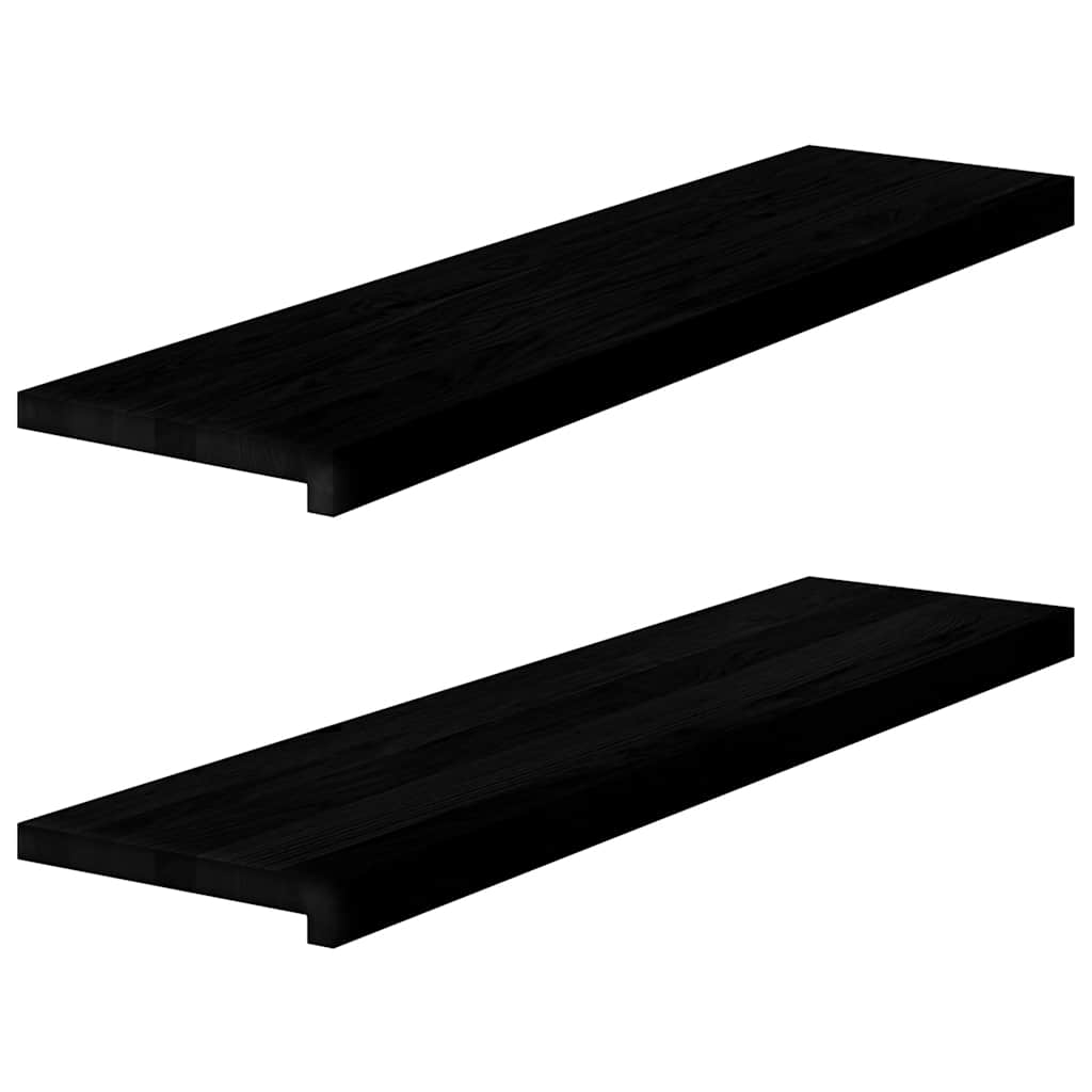 Window Sills 2 pcs Brown Black 100x30x2 cm Solid Wood Oak