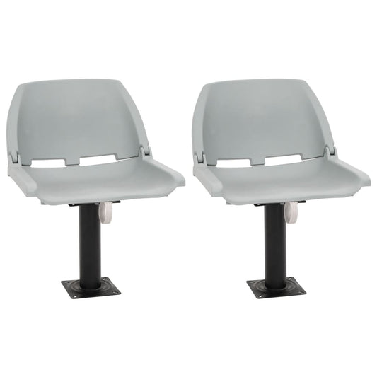 4 Piece Foldable Boat Seat Set No Pillow Grey 48x51x41 cm