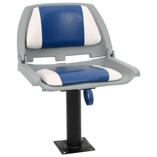4 Piece Foldable Boat Seat Set Blue and White 48x51x41 cm