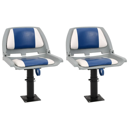 4 Piece Foldable Boat Seat Set Blue and White 48x51x41 cm