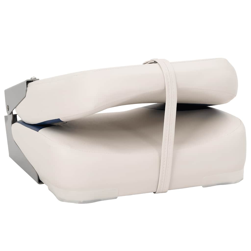 Foldable Boat Seat 1 Set Blue and White 41x36x48 cm