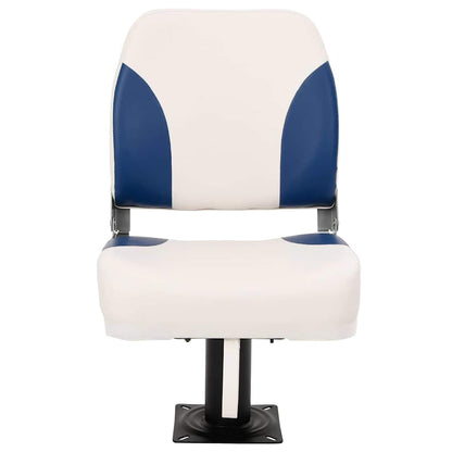 Foldable Boat Seat 2 Set Blue and White 41x36x48 cm