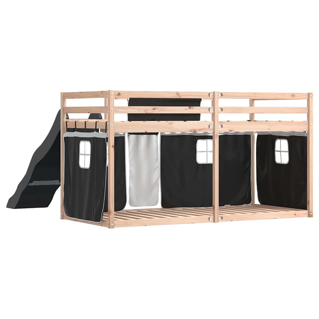 Bunk Bed without Mattress with Slide White and Black 80x200 cm