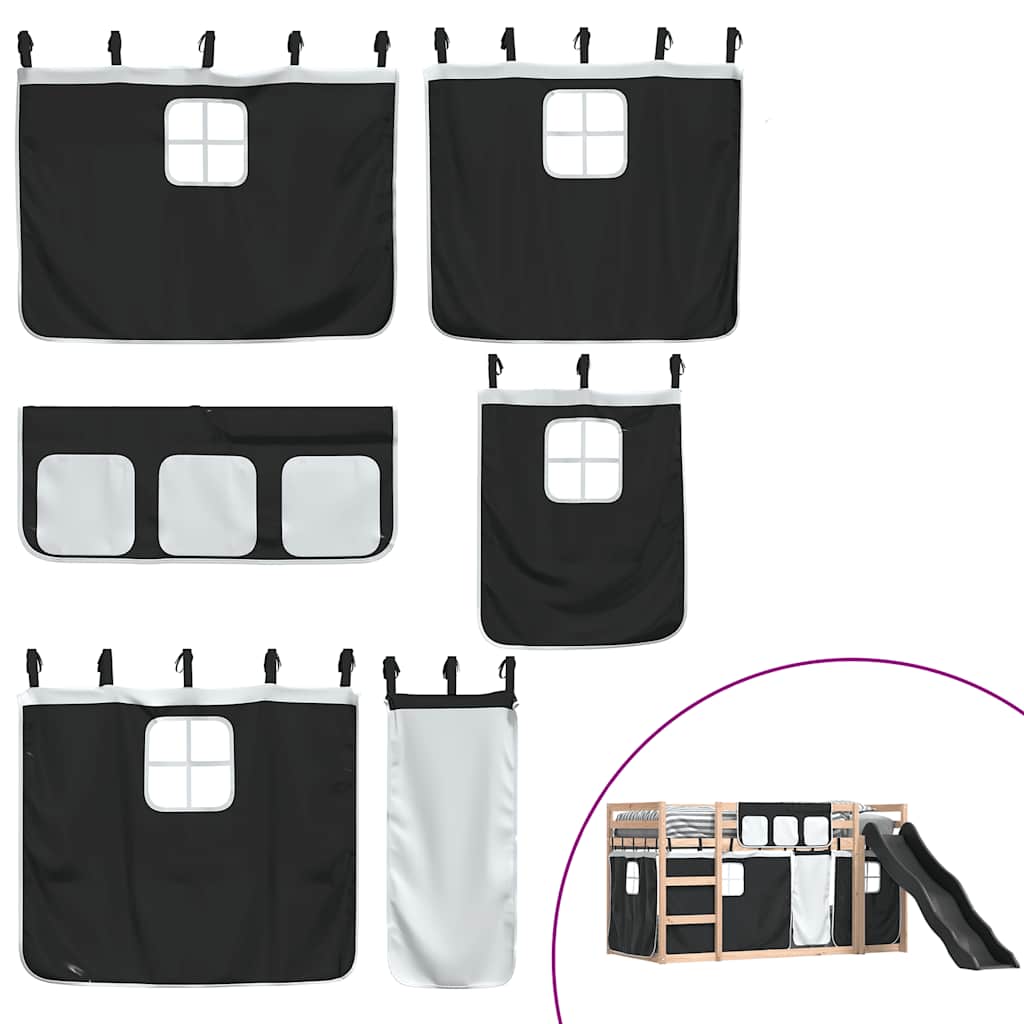 Bunk Bed without Mattress with Slide White and Black 90x190 cm Single