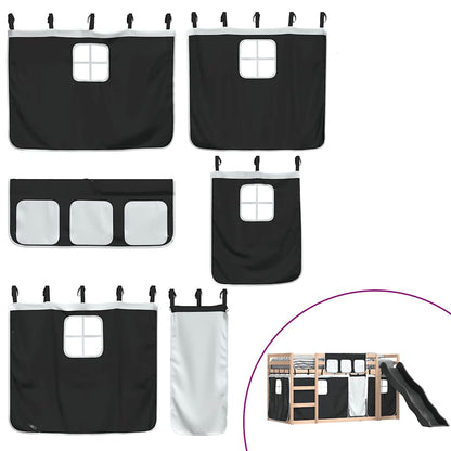Bunk Bed without Mattress with Slide White and Black 90x190 cm Single