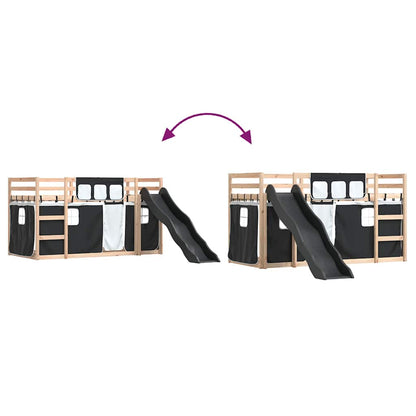 Bunk Bed without Mattress with Slide White and Black 90x190 cm Single