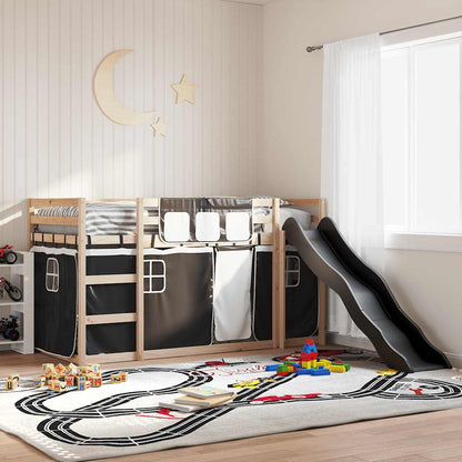 Bunk Bed without Mattress with Slide White and Black 90x190 cm Single