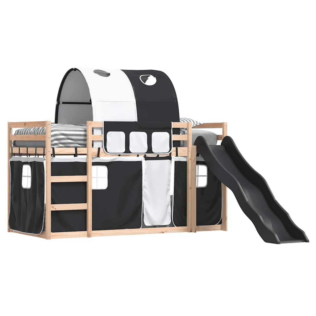 Bunk Bed without Mattress with Slide White and Black 80x200 cm