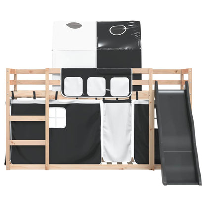 Bunk Bed without Mattress with Slide White and Black 80x200 cm