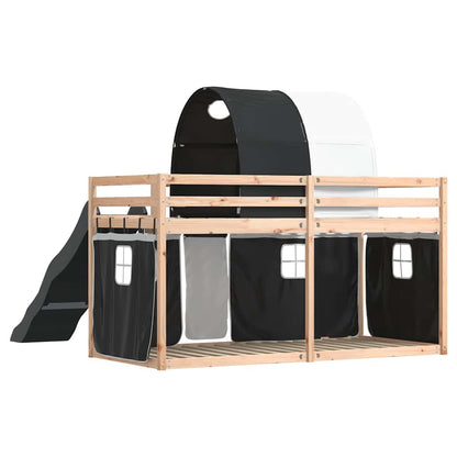 Bunk Bed without Mattress with Slide White and Black 80x200 cm