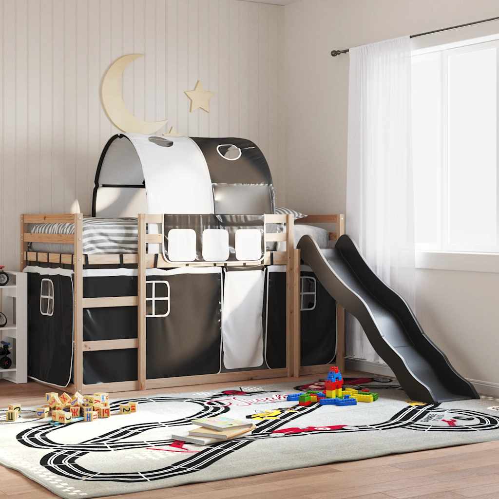 Bunk Bed without Mattress with Slide White and Black 80x200 cm