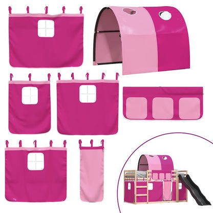 Bunk Bed without Mattress with Slide and Curtains Pink 80x200 cm