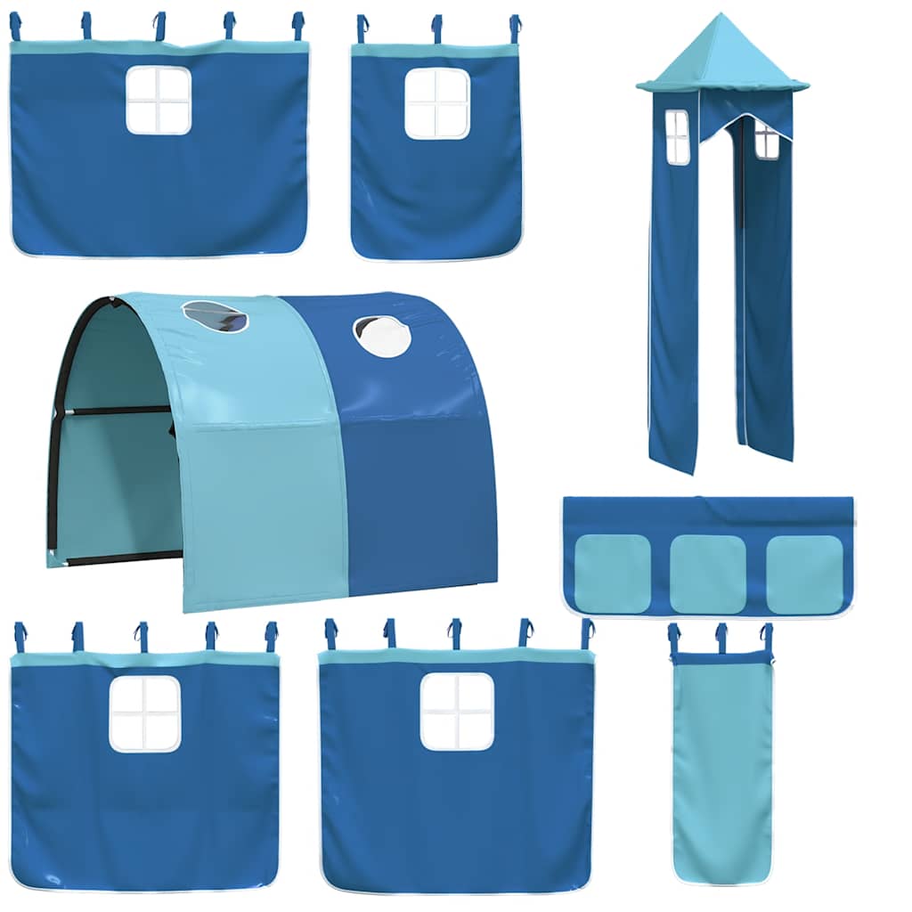 Bunk Bed without Mattress with Slide and Curtains Blue 90x200 cm