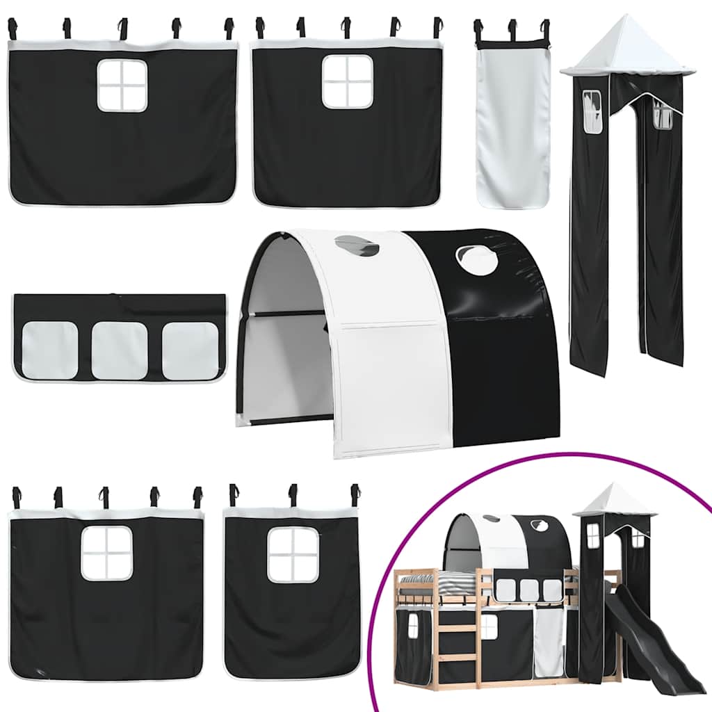 Bunk Bed without Mattress with Slide White and Black 80x200 cm