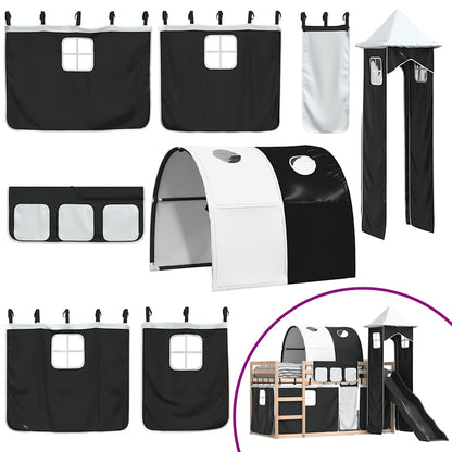 Bunk Bed without Mattress with Slide White and Black 80x200 cm