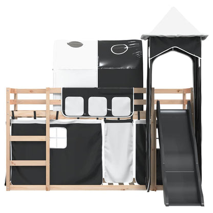 Bunk Bed without Mattress with Slide White and Black 80x200 cm