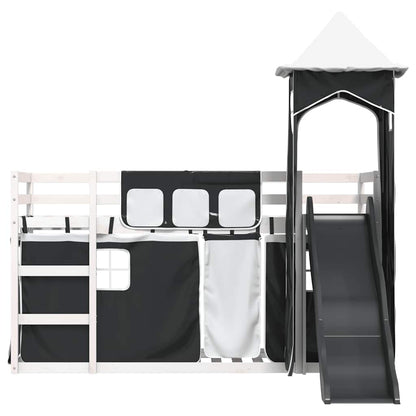 Bunk Bed without Mattress with Slide White and Black 90x200 cm