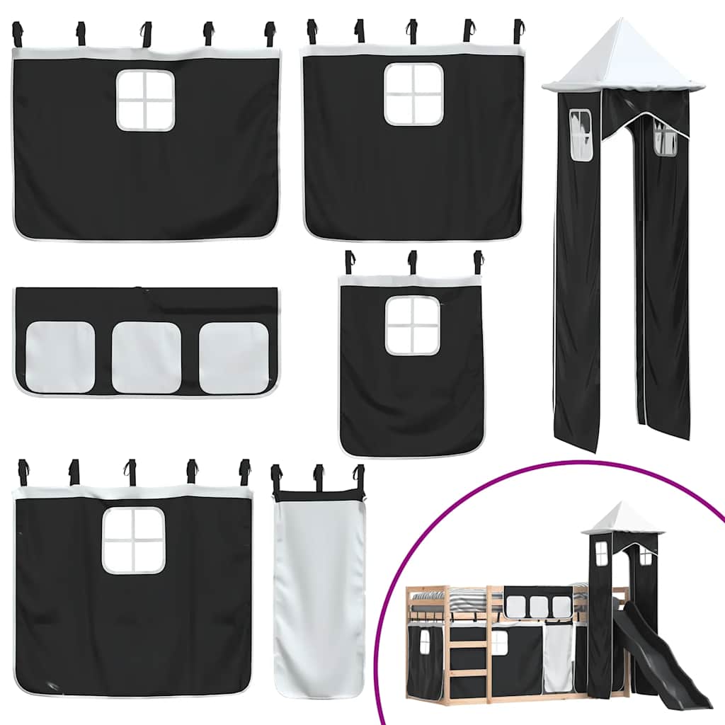 Bunk Bed without Mattress with Slide White and Black 80x200 cm