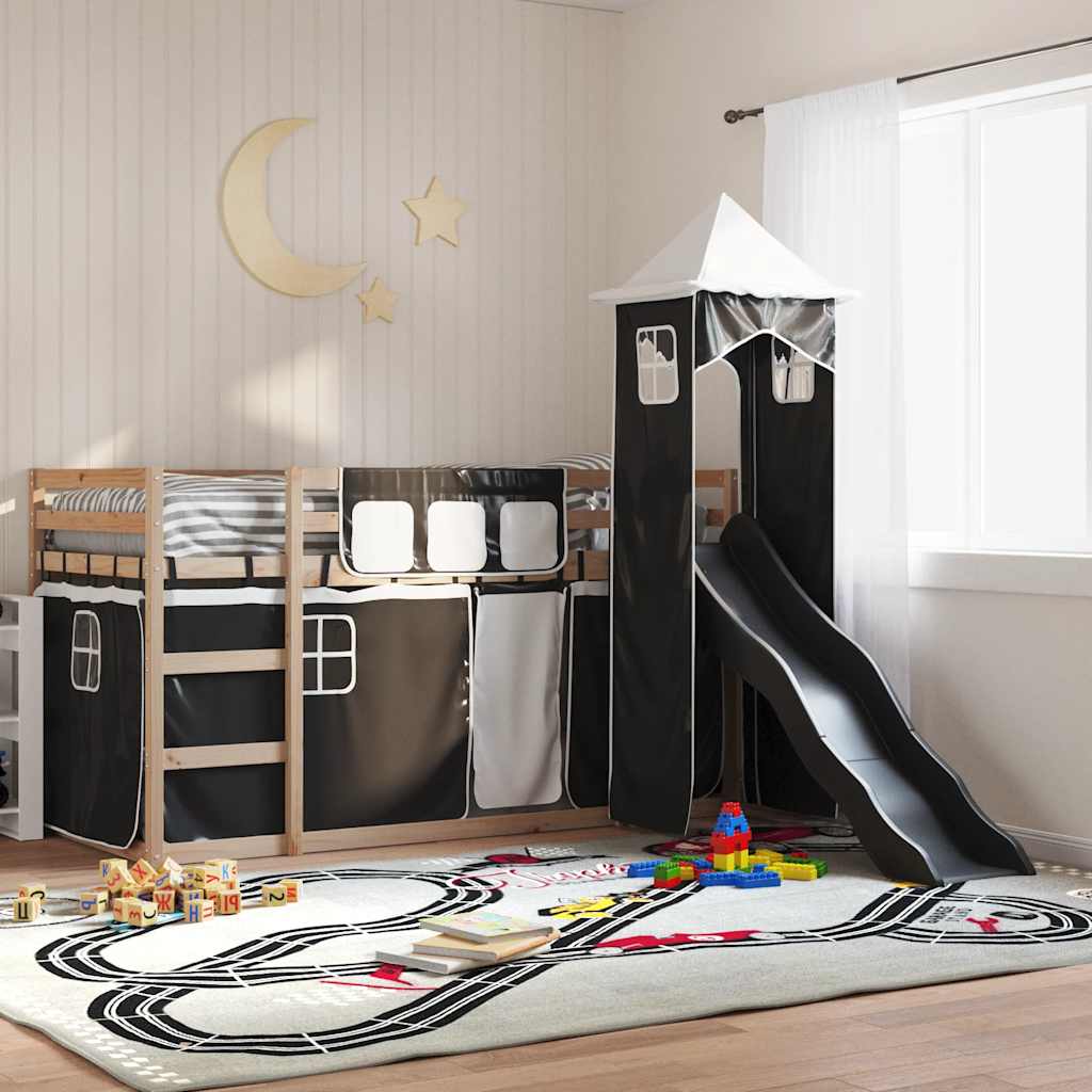 Bunk Bed without Mattress with Slide White and Black 80x200 cm