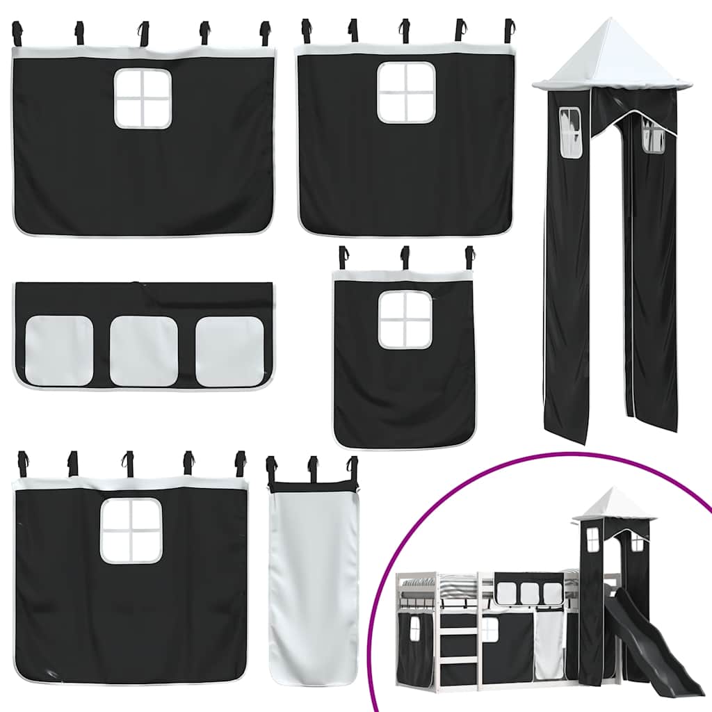 Bunk Bed without Mattress with Slide White and Black 90x190 cm Single