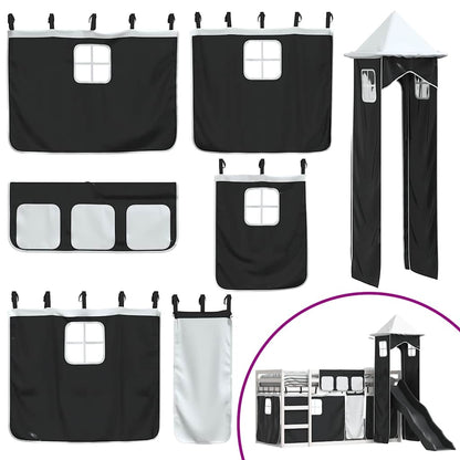 Bunk Bed without Mattress with Slide White and Black 90x190 cm Single